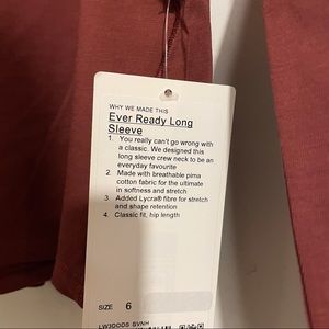 NWT lululemon Ever Ready Long Sleeve